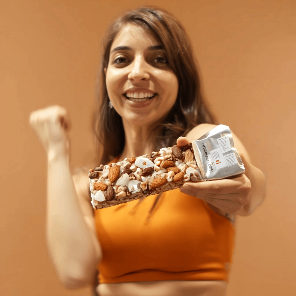 Woman with food product