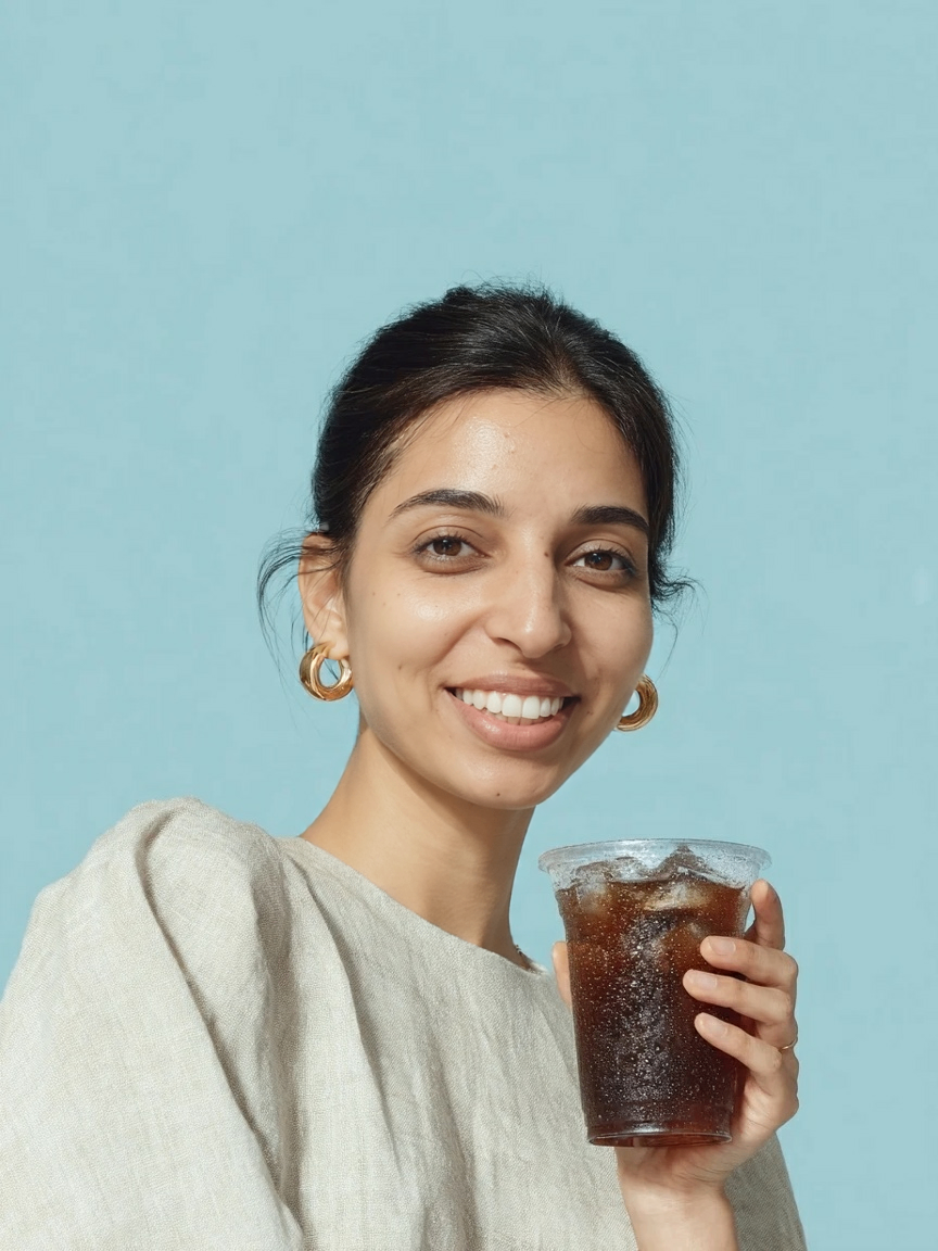 Woman with food product
